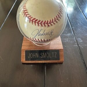 Baseball Display Case with Wooden Base